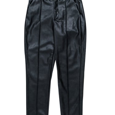 The Kooples - Black Faux Leather Belted Pants Sz S