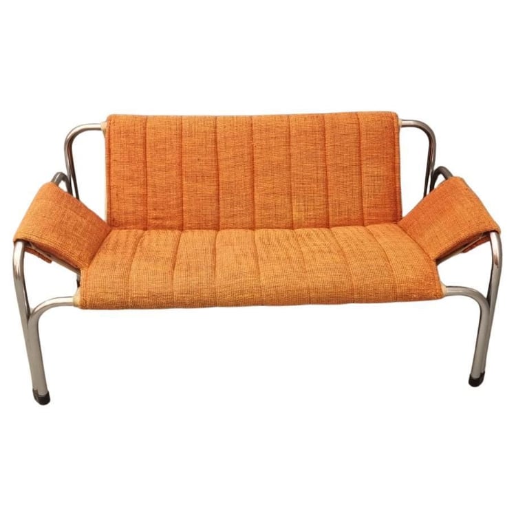 Chromed functionalist sofa by Viliam Chlebo, 1970s, Czechoslovakia 