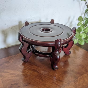 Vintage Red Wood Chinese Plant Stand 