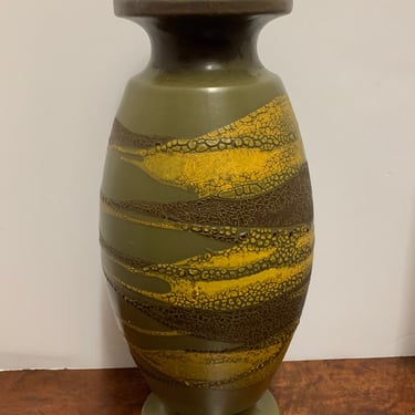 1969s Royal Haegar “Earth Wrap” Vase with Olive Drip 