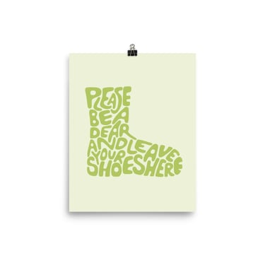 Shoes Off Sign - Green | Wall Art for Shoe-Free Home | Shoes Off Print | 8
