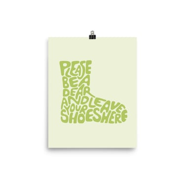 Shoes Off Sign - Green | Wall Art for Shoe-Free Home | Shoes Off Print | 8" x 10" Print 