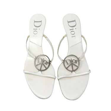 Dior White Logo Peace Heels