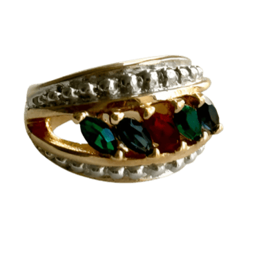 Multi-Colored Jewel Gold Ring Size 5