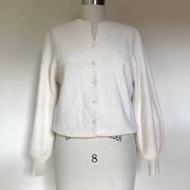 1980s Cream Angora blend cardigan sweater 