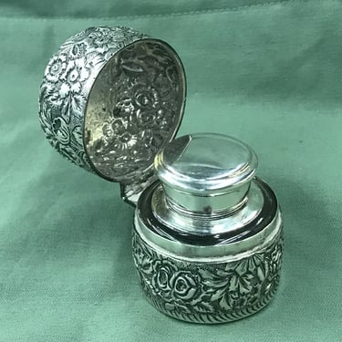 Repousse Sterling Inkwell by Jacobi & Jenkins 