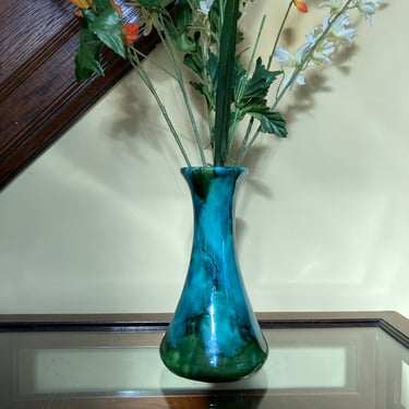 Green Teal Drip Glaze Vase 