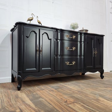 Available!! Deep Black French provincial sideboard / credenza / dresser 