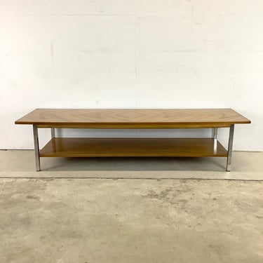 Mid-Century Two-Tier Coffee Table with Chrome Frame 