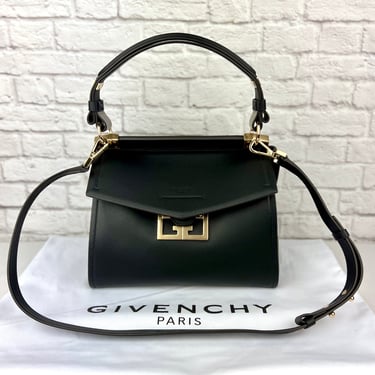 Givenchy Mystic Small Calfskin Top-Handle Bag, Black/Gold