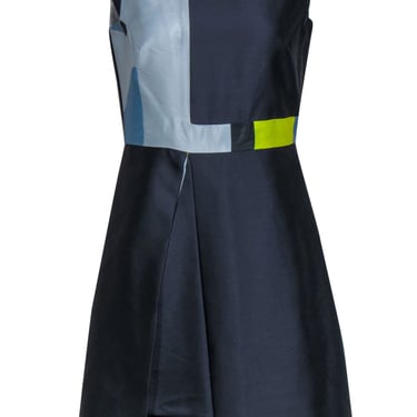 Raoul - Blue & Green Colorblock Layered Skirt A-Line Dress Sz 8