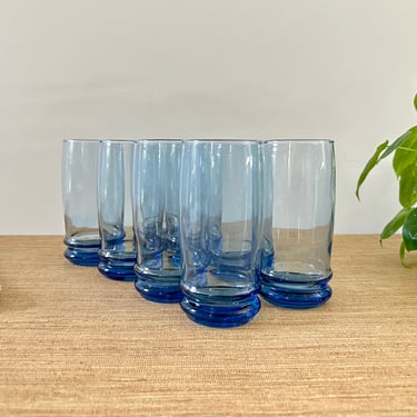 Vintage Saturn Blue (Blueberry) Glasses/Tumblers by Anchor Hocking - Sets of 6 and 8 