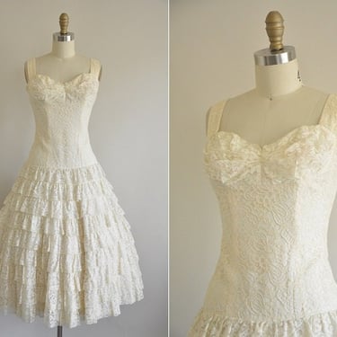 vintage 1950s bridal dress/ 50s Lilli Diamond wedding dress/ Wedded Bliss dress 