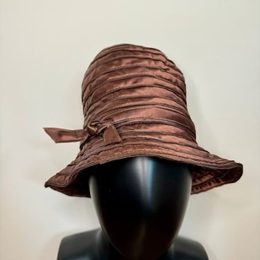Vintage 90&#39;s Brown Tall Bucket Hat Made in France by VintageRosemond