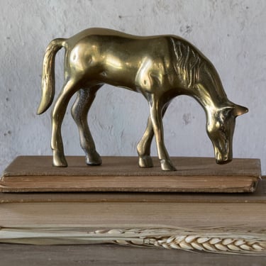 Brass Horse Figurine, Vintage Horse Statue 