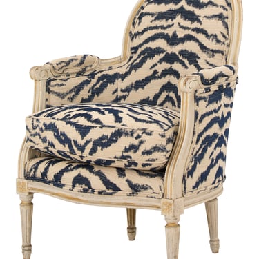 Antique Louis XVI Bergere Tiger Chair