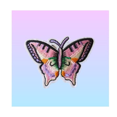 Embroidered Butterfly Patch - Pastel Pink Iron on Patches for Crafting DIY Fashion Projects Denim Jean Jackets 