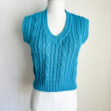 Vintage 1980s Blue Knit Vest / S 