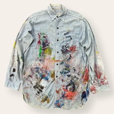 Vintage 1950’s Triple Stitch Chambray Painter’s Work Shirt