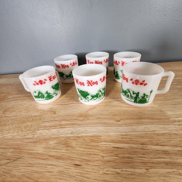 Hazel Atlas Egg Nog Mugs Cups 