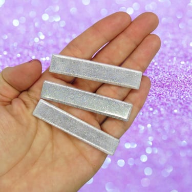 Silver Glitter Hair Clip Holographic Sparkle Barrette 
