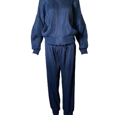 Issey Miyake Blue Pleats Please Track Suit