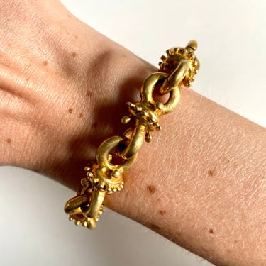 Chunky Gold Link Etruscan Style Bracelet