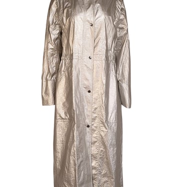 Akris Punto - Silver Snap-Up Longline Trench Coat Sz 4