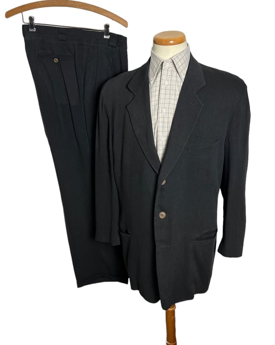 Vintage 1990s GIORGIO ARMANI Silk & Linen 2pc Suit ~ 44 R