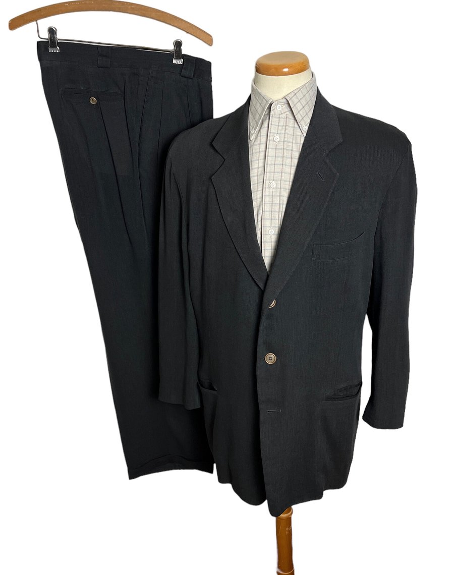 Vintage 1990s GIORGIO ARMANI Silk & Linen 2pc Suit ~ 44 R