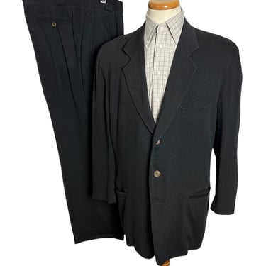 Vintage 1990s GIORGIO ARMANI Silk & Linen 2pc Suit ~ 44 R ~ jacket / blazer / sport coat / pants ~ Made in Italy 