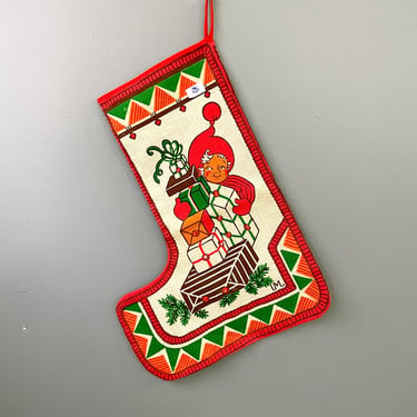 Swedish linen Christmas stocking - vintage Scandinavian Christmas 