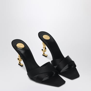 Saint Laurent Mule Work In Black Crêpe Satin Women