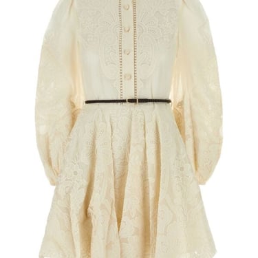 Zimmermann Woman Sand Linen Ottie Mini Dress