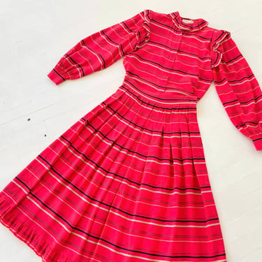 1980s Red Striped Silk Two Piece Set 