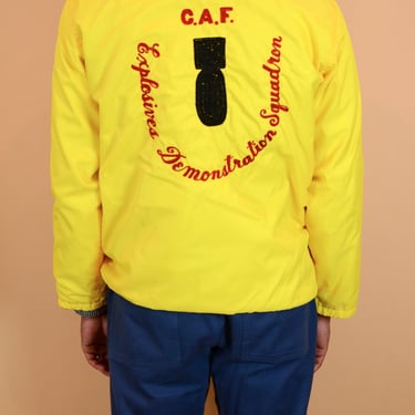 Vintage Yellow Army Explosives Demonstration Squadron Coach Jacket | Medium Large 70s 80s 