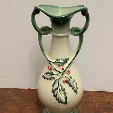 Vintage Art Nouveau Style Ceramic Christmas Vase 
