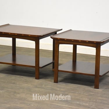 Mid Century Walnut End Tables by Lane - A Pair 