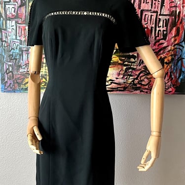 Little Black Dress, Cut Out Details, Rhinestone Buttons, Cocktail Dress, Vintage 90s 