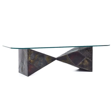 Paul Evans Mid Century Sculpted Steel and Polychrome Bowtie Coffee Table - mcm 