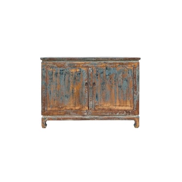 Distressed Rustic Teal Blue 2 Doors Credenza Sideboard Console Cabinet ws4384E 