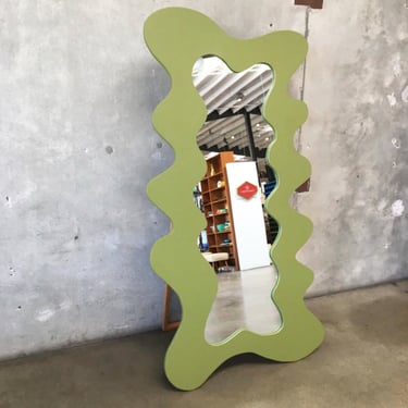 Local Long Beach CA LA Pick Up - Green Wavy Floor Mirror - Ultrafragola Large Stand Up Mirror with Adjustable Base 