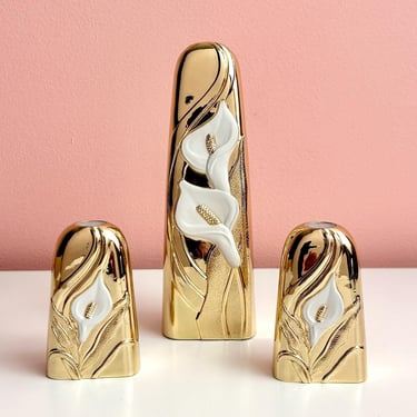 Calla Lily Salt & Pepper Shakers and Bud Vase 