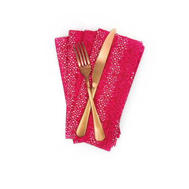 Raspberry Pink Cotton Cloth Napkins, Set of 4 Cloth Napkins 