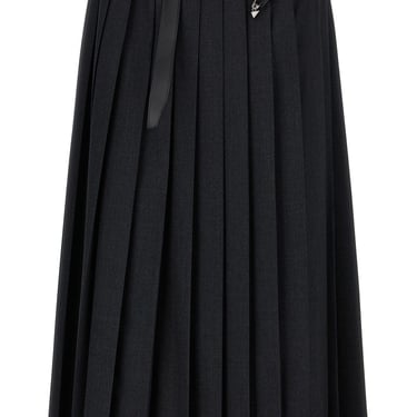 Prada Women Pleated Gabardine Skirt