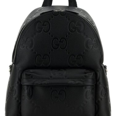 Gucci Men Black Jumbo Gg Leather Gg Backpack