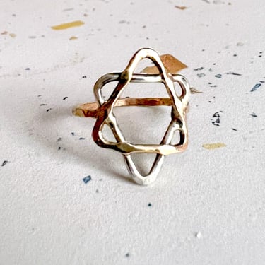 Jewish Star Ring Handmade in 14k goldfilled and sterling silver wire, Star of David, jewish, judaica, handmade jewish star, rustic jewish 
