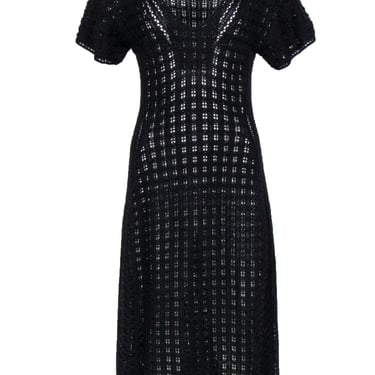 Rachel Comey - Black Cotton A-Line Crochet Midi Dress Sz M