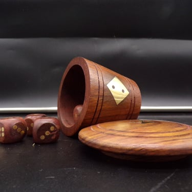 Wooden Dice Cup with Dice Inside