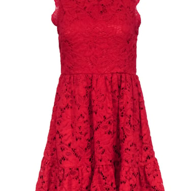 Kate Spade - Red Lace Sleeveless Scallop Edge Dress Sz 2